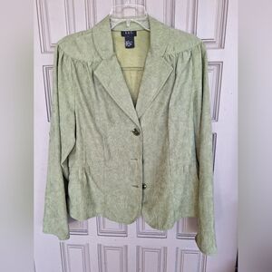RQT Brushed Fabric Top SzXL Long Sleeve 3 Button Closure Sage Green NWOT